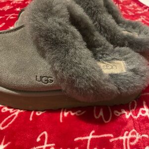 UGG Charcoal Fluffy Slippers